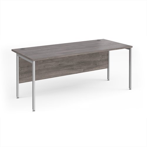 Maestro 25 straight desk 1800mm x 800mm - silver H-frame leg Grey Oak Top - MH18SGO