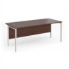 Maestro 25 straight desk 1800mm x 800mm - white H-frame leg Walnut top - MH18WHW