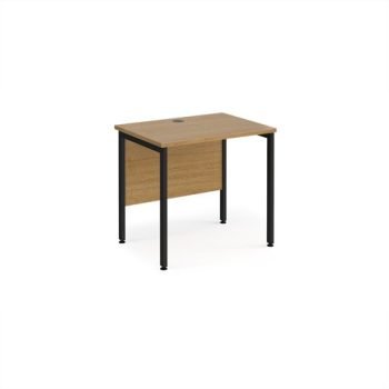 Maestro 25 straight desk 800mm x 600mm - black H-frame leg Oak Top - MH608KO