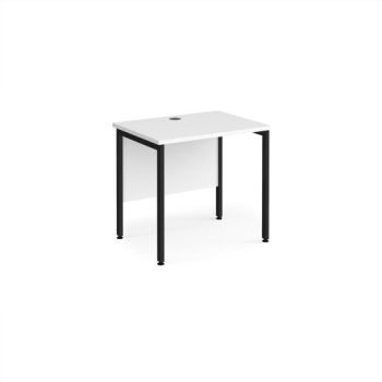 Maestro 25 straight desk 800mm x 600mm - black H-frame leg White Top - MH608KWH