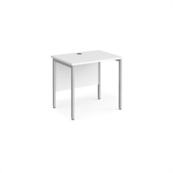 Maestro 25 straight desk 800mm x 600mm - silver H-frame leg White Top - MH608SWH