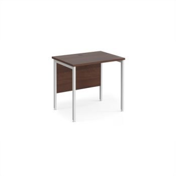 Maestro 25 straight desk 800mm x 600mm - white H-frame leg Walnut top - MH608WHW