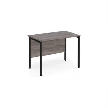 Maestro 25 straight desk 1000mm x 600mm - black H-frame leg Grey Oak Top - MH610KGO