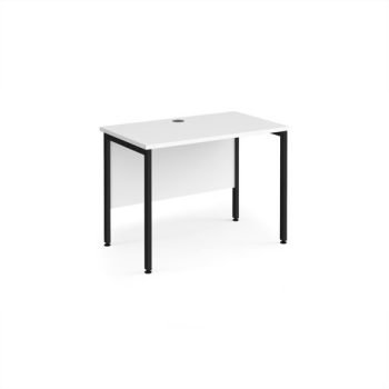 Maestro 25 straight desk 1000mm x 600mm - black H-frame leg White Top - MH610KWH