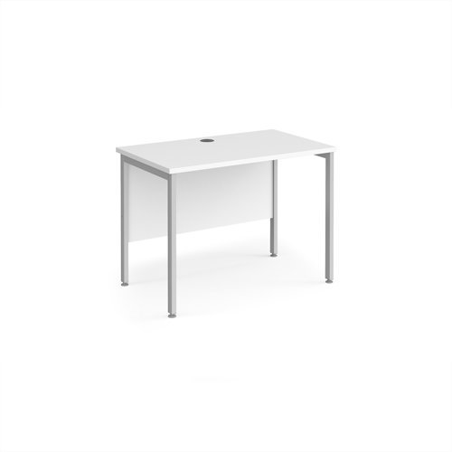 Maestro 25 straight desk 1000mm x 600mm - silver H-frame leg White Top - MH610SWH