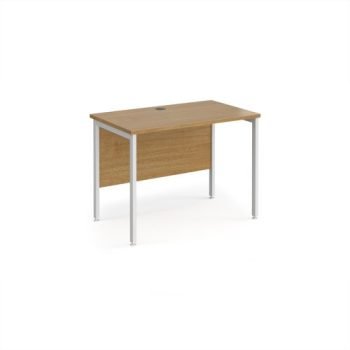 Maestro 25 straight desk 1000mm x 600mm - white H-frame leg Oak Top - MH610WHO