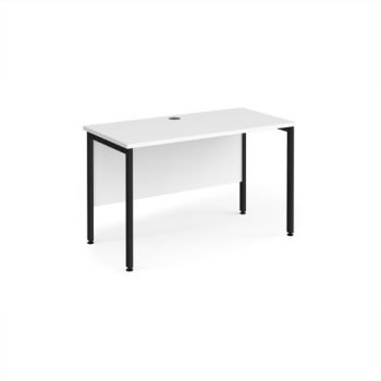 Maestro 25 straight desk 1200mm x 600mm - black H-frame leg White Top - MH612KWH