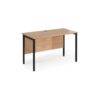 Maestro 25 straight desk 1200mm x 600mm with 2 drawer pedestal - black H-frame leg Beech top - MH612P2KB