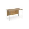Maestro 25 straight desk 1200mm x 600mm with 2 drawer pedestal - silver H-frame leg Oak Top - MH612P2SO