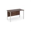 Maestro 25 straight desk 1200mm x 600mm with 2 drawer pedestal - white H-frame leg Walnut top - MH612P2WHW