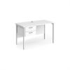Maestro 25 straight desk 1200mm x 600mm with 2 drawer pedestal - white H-frame leg White Top - MH612P2WHWH