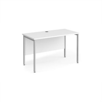 Maestro 25 straight desk 1200mm x 600mm - silver H-frame leg White Top - MH612SWH