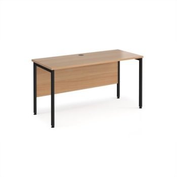 Maestro 25 straight desk 1400mm x 600mm - black H-frame leg Beech top - MH614KB