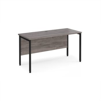 Maestro 25 straight desk 1400mm x 600mm - black H-frame leg Grey Oak Top - MH614KGO