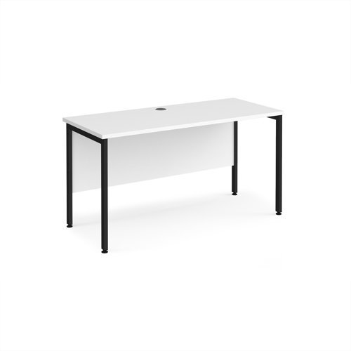 Maestro 25 straight desk 1400mm x 600mm - black H-frame leg White Top - MH614KWH