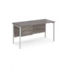 Maestro 25 straight desk 1400mm x 600mm with 2 drawer pedestal - white H-frame leg Grey Oak Top - MH614P2WHGO