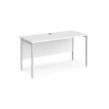 Maestro 25 straight desk 1400mm x 600mm - white H-frame leg White Top - MH614WHWH