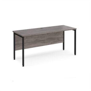 Maestro 25 straight desk 1600mm x 600mm - black H-frame leg Grey Oak Top - MH616KGO
