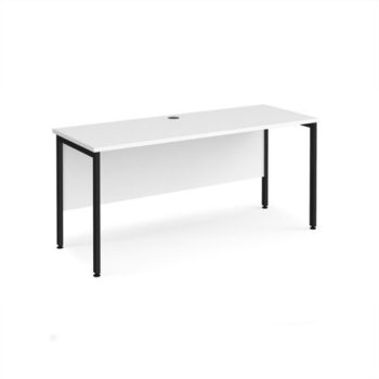Maestro 25 straight desk 1600mm x 600mm - black H-frame leg White Top - MH616KWH