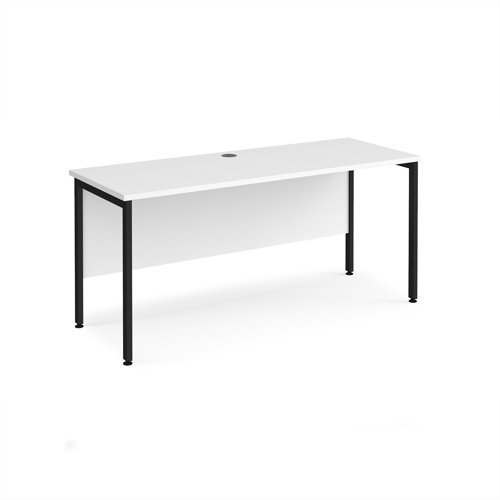 Maestro 25 straight desk 1600mm x 600mm - black H-frame leg White Top - MH616KWH