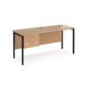 Maestro 25 straight desk 1600mm x 600mm with 2 drawer pedestal - black H-frame leg Beech top - MH616P2KB