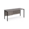 Maestro 25 straight desk 1600mm x 600mm with 2 drawer pedestal - black H-frame leg Grey Oak Top - MH616P2KGO