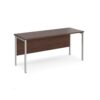Maestro 25 straight desk 1600mm x 600mm - silver H-frame leg Walnut top - MH616SW