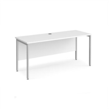 Maestro 25 straight desk 1600mm x 600mm - silver H-frame leg White Top - MH616SWH