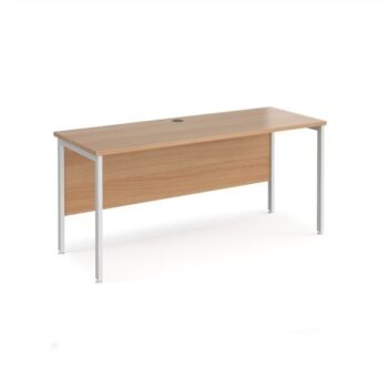 Maestro 25 straight desk 1600mm x 600mm - white H-frame leg Beech top - MH616WHB