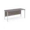 Maestro 25 straight desk 1600mm x 600mm - white H-frame leg Grey Oak Top - MH616WHGO