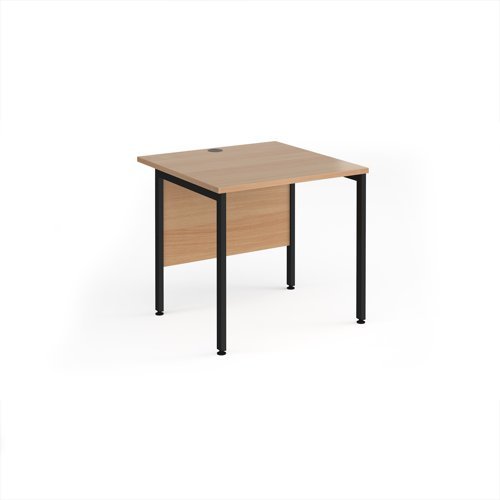 Maestro 25 straight desk 800mm x 800mm - black H-frame leg Beech top - MH8KB