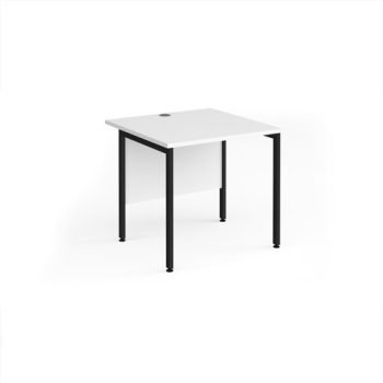 Maestro 25 straight desk 800mm x 800mm - black H-frame leg White Top - MH8KWH