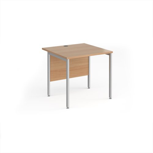 Maestro 25 straight desk 800mm x 800mm - silver H-frame leg Beech top - MH8SB
