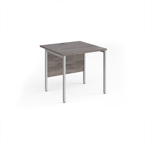 Maestro 25 straight desk 800mm x 800mm - silver H-frame leg Grey Oak Top - MH8SGO