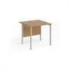 Maestro 25 straight desk 800mm x 800mm - silver H-frame leg Oak Top - MH8SO