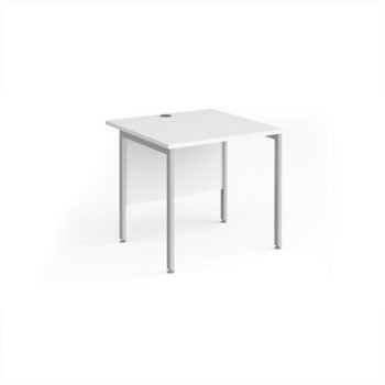 Maestro 25 straight desk 800mm x 800mm - silver H-frame leg White Top - MH8SWH