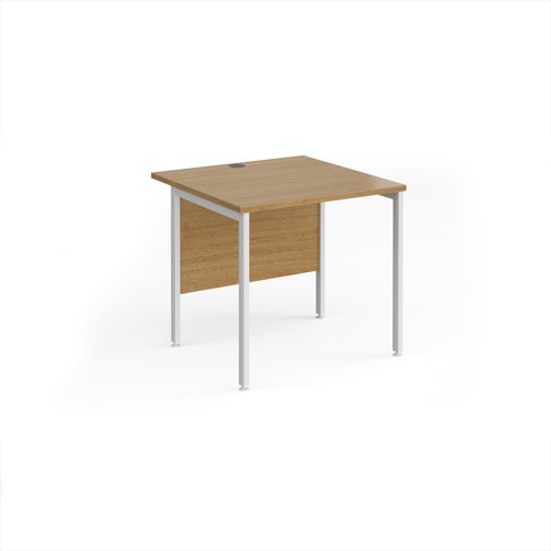 Maestro 25 straight desk 800mm x 800mm - white H-frame leg Oak Top - MH8WHO