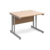 Momento straight desk 1000mm x 800mm - silver cantilever frame Beech top - MOM10B