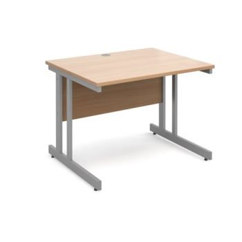 Momento straight desk 1000mm x 800mm - silver cantilever frame Beech top - MOM10B