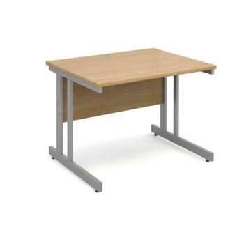 Momento straight desk 1000mm x 800mm - silver cantilever frame Oak Top - MOM10O