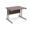 Momento straight desk 1000mm x 800mm - silver cantilever frame Walnut top - MOM10W