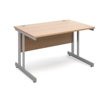Momento straight desk 1200mm x 800mm - silver cantilever frame Beech top - MOM12B