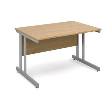 Momento straight desk 1200mm x 800mm - silver cantilever frame Oak Top - MOM12O
