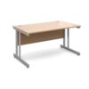 Momento straight desk 1400mm x 800mm - silver cantilever frame Beech top - MOM14B