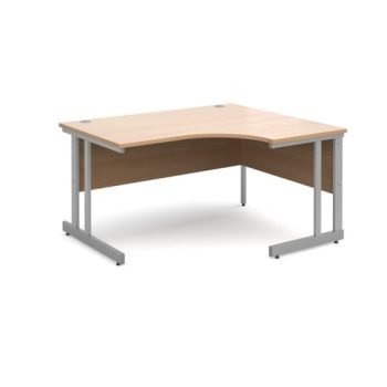 Momento right hand ergonomic desk 1400mm - silver cantilever frame Beech top - MOM14ERB