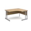Momento right hand ergonomic desk 1400mm - silver cantilever frame Oak Top - MOM14ERO