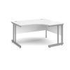 Momento right hand ergonomic desk 1400mm - silver cantilever frame White Top - MOM14ERWH