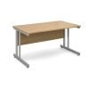 Momento straight desk 1400mm x 800mm - silver cantilever frame Oak Top - MOM14O