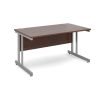 Momento straight desk 1400mm x 800mm - silver cantilever frame Walnut top - MOM14W