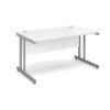 Momento straight desk 1400mm x 800mm - silver cantilever frame White Top - MOM14WH